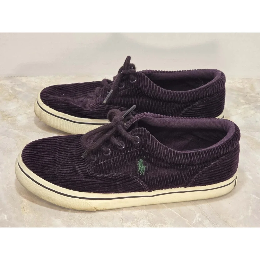 Ralph Lauren‎ Polo Kids Corduroy Sneakers Plum US 3 GUC Preppy 👟🟣